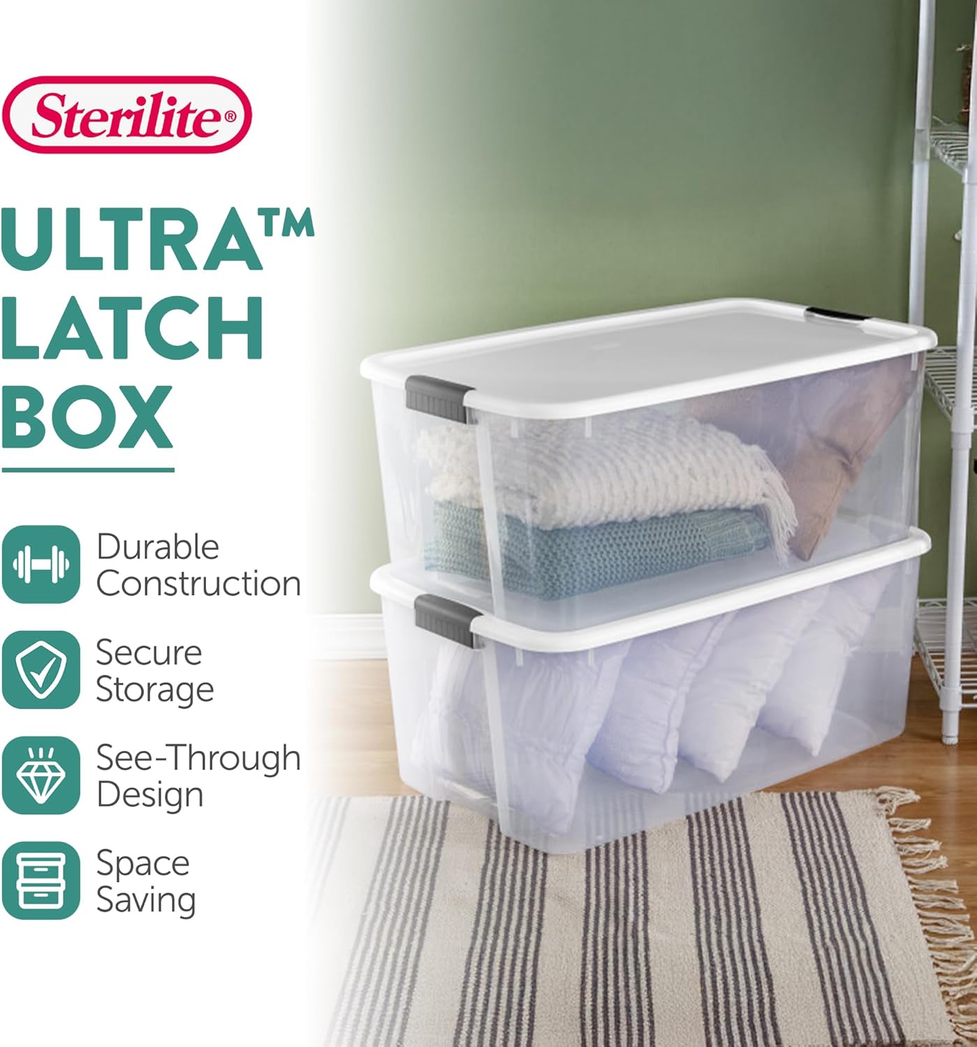 Sterilite 8-Pack Ultra Latching Storage Bins - Clear Plastic, 116 Quart Heavy-Duty Organizers for Home & Office