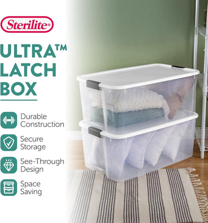 Sterilite 8-Pack Ultra Latching Storage Bins - Clear Plastic, 116 Quart Heavy-Duty Organizers for Home & Office