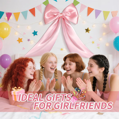 Skiennix Large Pink Bow | Satin Ribbon Tie for Room Decor & Party Backdrop (23 x 32 in)