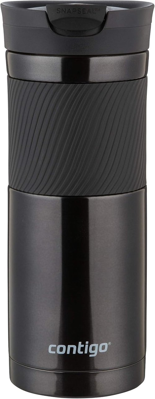 Contigo Byron Travel Mug - Stainless Steel Thermal Flask | Leakproof Design, 590 ml, Black