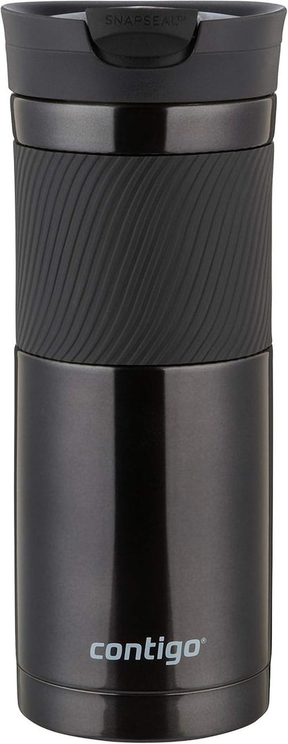Contigo Byron Travel Mug - Stainless Steel Thermal Flask | Leakproof Design, 590 ml, Black