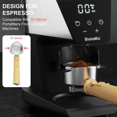 BioloMix Electric Coffee Grinder, Conical Burr Grinder with 30 Precise Grind Settings, LCD Touchscreen, Anti-Static Technology, for Espresso, French Press,1-12 Cups, Black