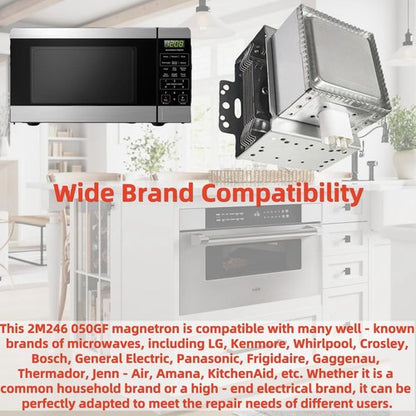 2M246 050GF Microwave Magnetron, Compatible with Multiple Brands Like LG, Kenmore, etc., Replacing Models Such as 6324W1A001B