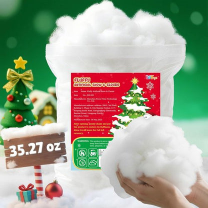 Fluffy Fake Snow | 35.27oz Cotton Artificial Snow for Christmas Decor & Winter Parties