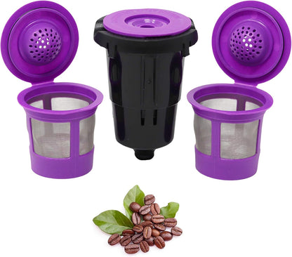 PureHQ Reusable K Cups for Keurig Mini Plus - 3 Refillable Coffee Pods with Adapter
