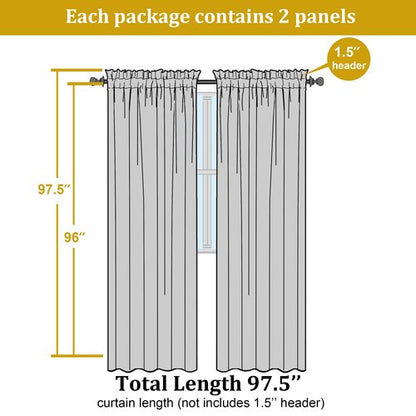 OWENIE Gold Sheer Curtain 96 Inch Long 2 Panels Set, Light Filtering Clear Rod Pocket Soft Sheer Curtain 95 for Bedroom/Living Room, 2Pcs, Each 42" W x 96" L,Gold