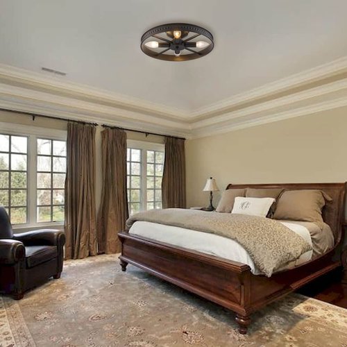 KJLARS Ceiling Light Fixture Flush Mount Ceiling Lamp Black Farmhouse Chandelier Industrial Rustic Light fixtures Pendant Lighting 4-Light E12 Kitchen Lighting