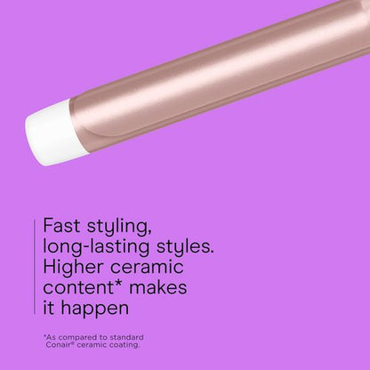 Conair Double Ceramic Curling Iron - 1¼-Inch Long Barrel for Loose Curls | Ideal for Medium & Long Hair in White/Rose Gold