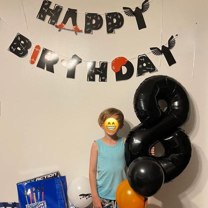 Black Balloon Number 6 - 40 Inch Self-Inflating Foil Balloon for 6th & 16th Birthday Celebrations