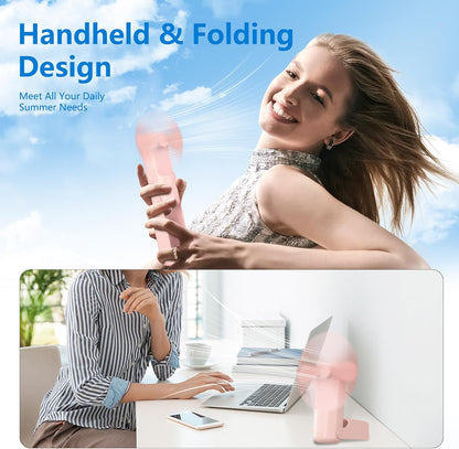 VanSmaGo Portable Handheld Fan - 3-in-1 USB-C Rechargeable Mini Fan with 10H Runtime | Purple, Pink & Green