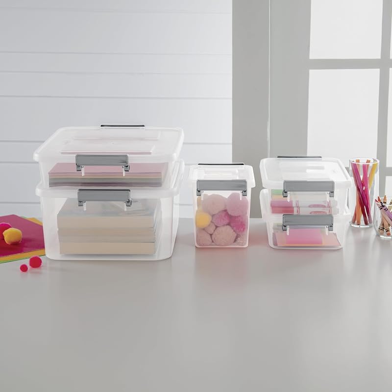2 Pack 2.7 Qt Clear Storage Bins – Stackable Plastic Organizer Containers, Lids, Write-On Labels, 11 3/4" L x 7 3/8" W x 3 1/4" H – Variation: 2Pack+2.7qt