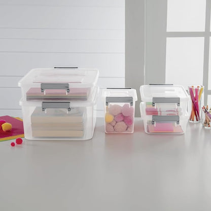 2 Pack 2.7 Qt Clear Storage Bins – Stackable Plastic Organizer Containers, Lids, Write-On Labels, 11 3/4" L x 7 3/8" W x 3 1/4" H – Variation: 2Pack+2.7qt