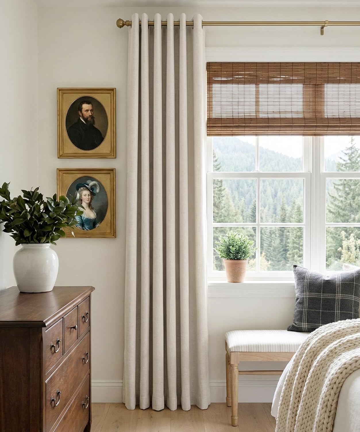 Skiennix 100% Blackout Sliding Door Curtains - Extra Wide Grommet Drapes 50”W x 63”L in Beige