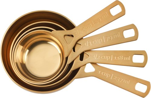 Le Creuset Measuring Cups - Gold Set of 4 (1, 1/2, 1/3, 1/4 Cups) | Durable and Stylish Design