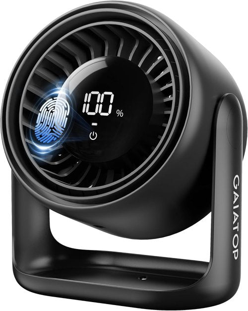 Gaiatop Desk Fan - Ultra Quiet 5-Speed Touch Control Fan with LED Display | 7.7 Inch, Black
