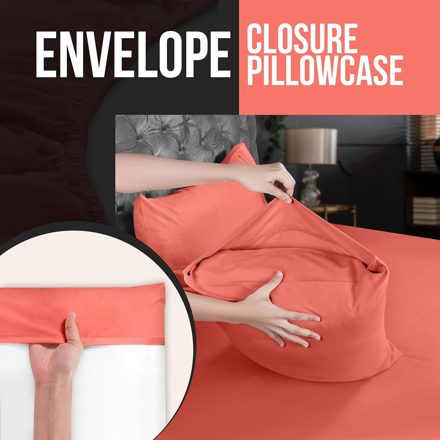 Utopia Bedding King Pillow Cases - 4 Pack - Soft Brushed Microfiber - Fade Resistant 20 X 40 Inches (Coral)