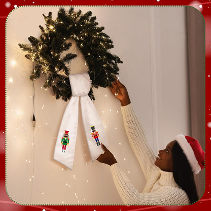 Skiennix Wreath Sash - Elegant Satin Ribbon for Front Door Decor | Monogrammed Blank Sashes (White)
