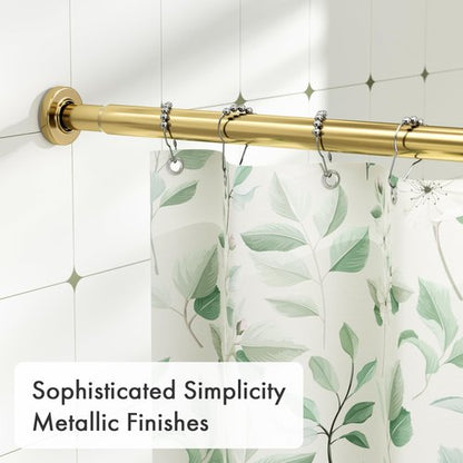 AmazerBath Spring Tension Shower Curtain Rod, 31-75 Inches Heavy Duty Tension Rod Rust Proof Bathroom Curtain Rod, Adjustable No Drill Easy Segmented Installation, Gold