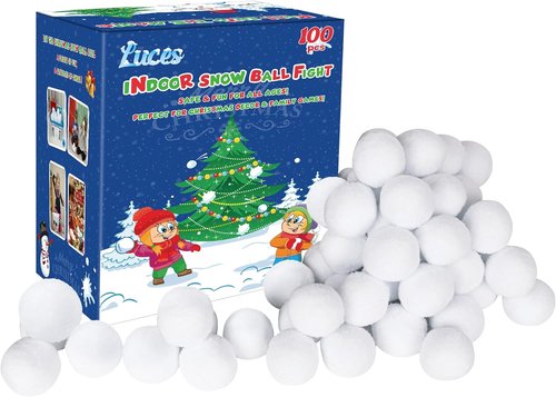 Luces 100 PCS Fake Snow Balls - Plush Indoor & Outdoor Snowball Fight Set for Winter Fun