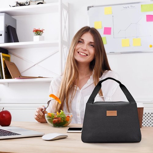 Lifewit Insulated Lunch Bag - Reusable Meal Prep Tote for Work & Travel | Black Color