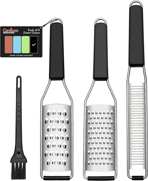 Cambom Lemon Zester Grater Set - Heavy-Duty Kitchen Tool for Cheese, Ginger, Garlic & More | Stainless Steel, Dishwasher Safe