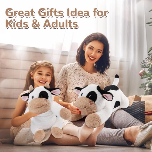 gnomantic Cow Weighted Stuffed Animals - 22 Inch 4.5 Pounds Weighted Plushies Cow Stuffed Animals - Big Stuffed Cow Weighted Plush Pillow - Cute Plush Toys Gifts for Kids & Adults (22" 4.5 lbs)