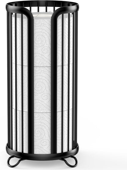 Modern Black Toilet Paper Holder Stand | Freestanding Tissue Organizer for Mega Rolls