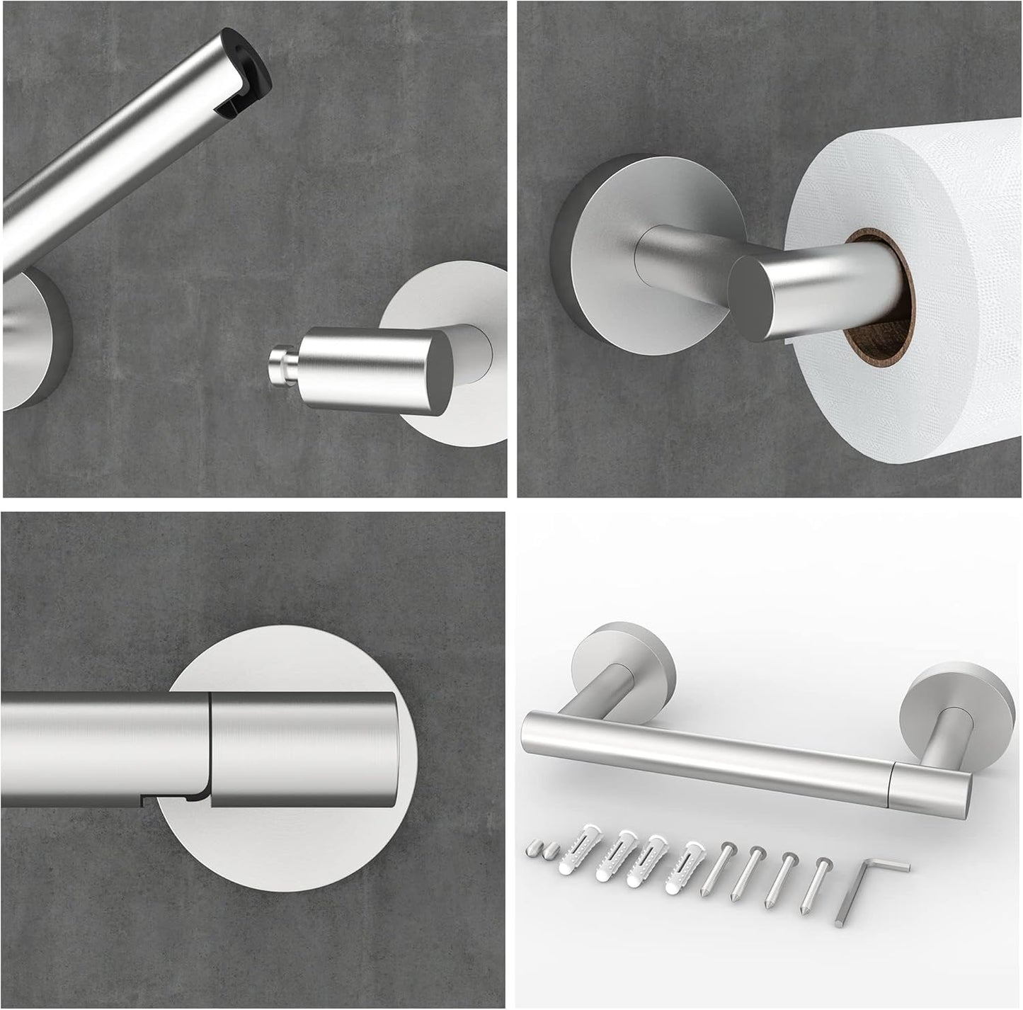 RARXTR Toilet Paper Holder - Wall-Mounted SUS304 Stainless Steel Double Post Design | Brushed Nickel Finish