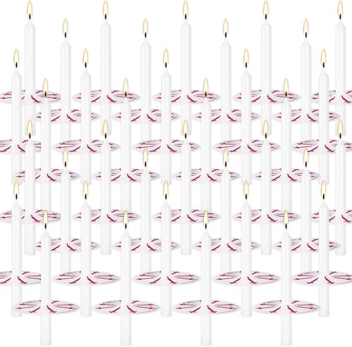 ChurchCandles Unscented White No Smoke - 150 Packs with Drip Protectors for Vigil Services