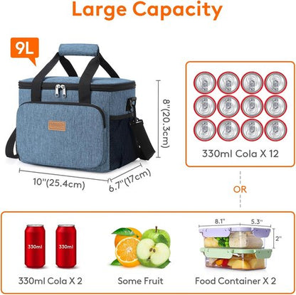 Lifewit Insulated Lunch Bag - Soft Cooler Tote for Adults | Light Blue, 12-Can Capacity (9L)