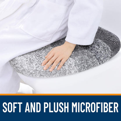 OLANLY Ombre Bath Rug Set - Soft Grey Bath Rug (30x20) & Toilet Lid Cover (17.5x15)