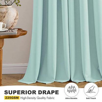 MIULEE Aqua Blackout Curtains for Bedroom Living Room 54 Inches Long 2 Panels, Thermal Insulated Room Darkening Drapes Solid Grommet Noise Reduction Light Blocking Window Treatments 40x54 Inch