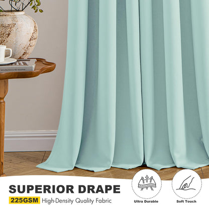 MIULEE Aqua Blackout Curtains for Bedroom Living Room 72 Inches Long 2 Panels, Thermal Insulated Room Darkening Drapes Solid Grommet Noise Reduction Light Blocking Window Treatments 40x72 Inch