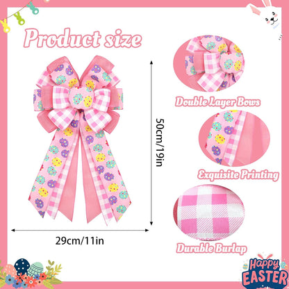 Montekin Large Easter Bows - Pre-Tied Wired Ribbon Bow for Wreaths | 20x11 Inch, 2 Pack in Pink