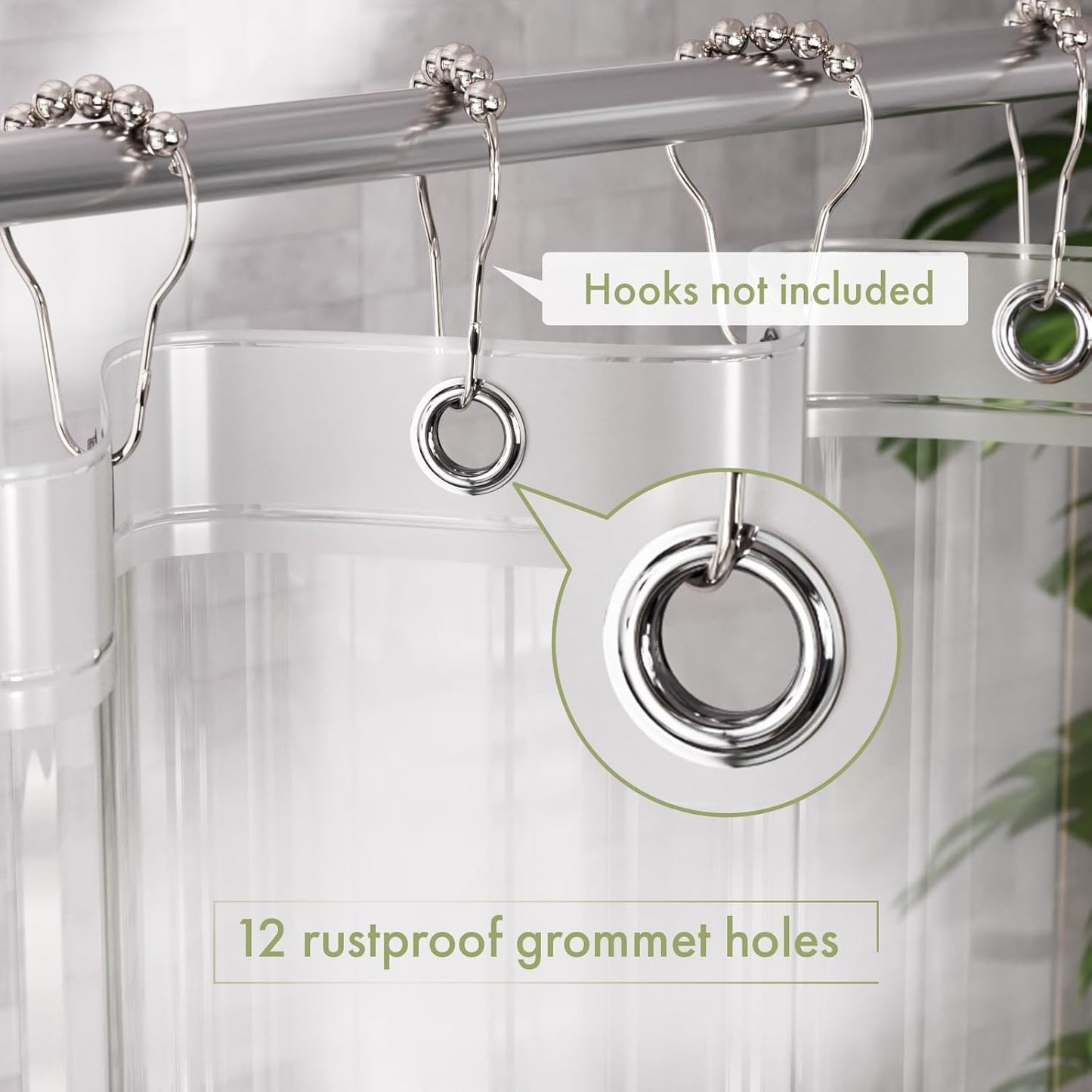 AmazerBath Shower Curtain Liner - Waterproof Clear PEVA with 3 Magnets & 12 Rustproof Grommets | 72x72 Inches
