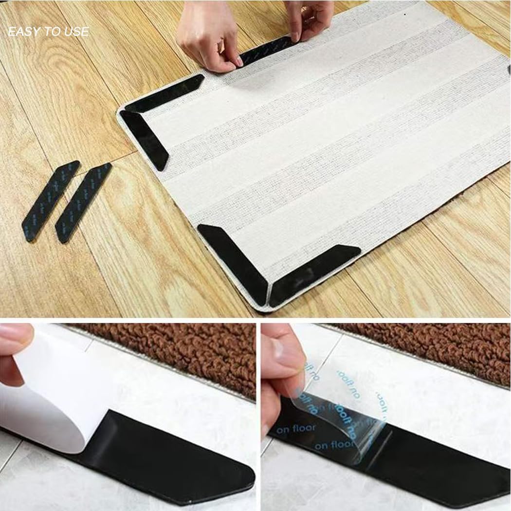 Rug Grippers | 24 Pack Dual-Sided Carpet Sticky Pads - Keeps Area Rugs Secure on Hardwood Floors