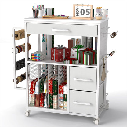 Wrapping Paper Storage Cart by [Brand Name] - Upgraded Rolling Organizer with Silent Wheels | Craft Storage for Gift Wrap, Ribbons & Bags
