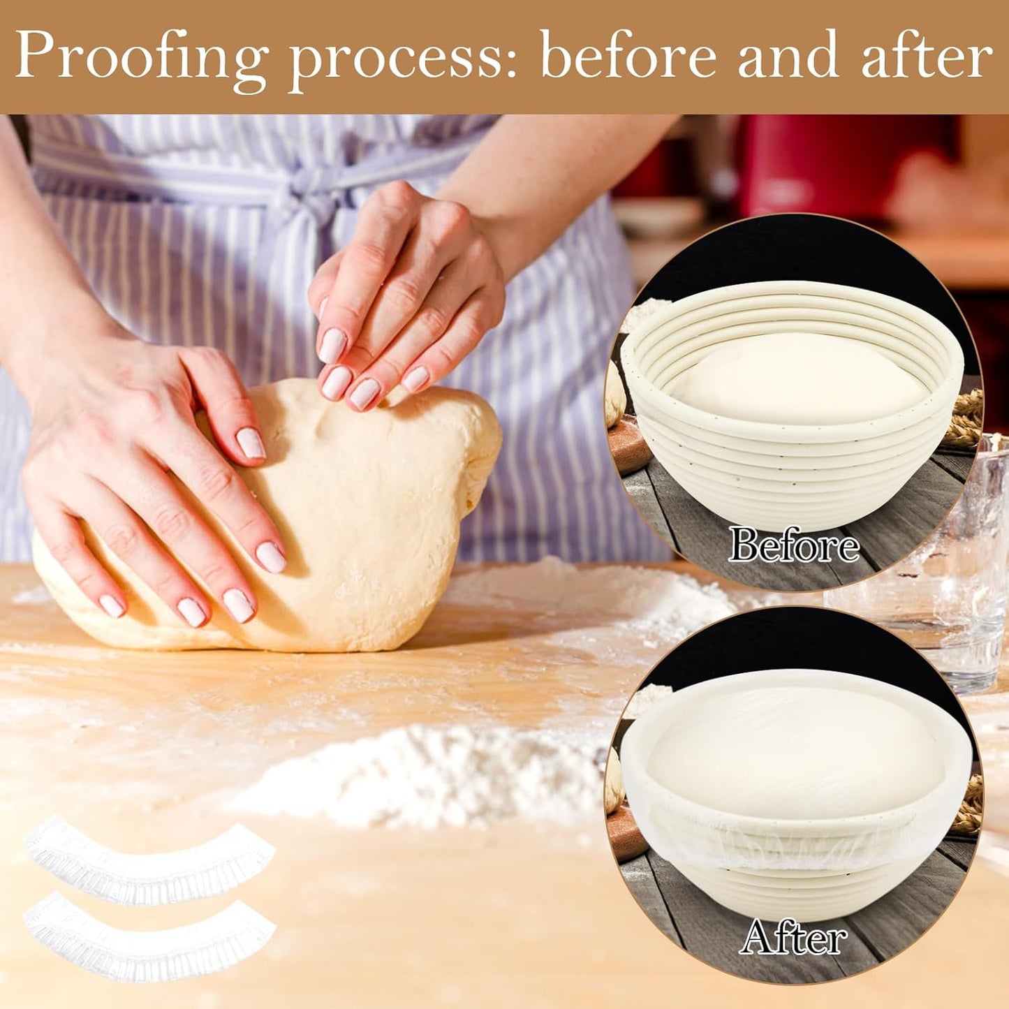 Skiennix 120pcs Shower Caps - Reusable Bowl Covers for Sourdough Bread Proofing | Elastic Plastic Design