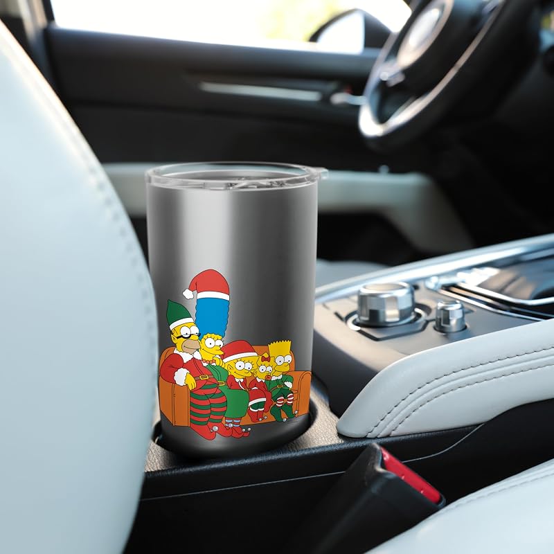 The Simpsons Holiday Elf Costume Tumbler, 20 oz Brushed Steel Insulated