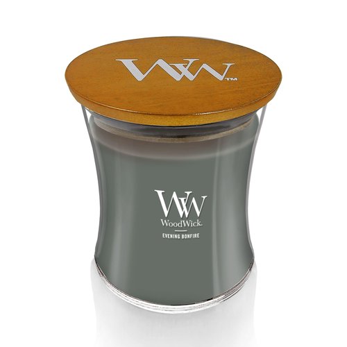 WoodWick Evening Bonfire Holiday Candle Gifts for Women and Men, 9.7 oz Medium Hourglass Candle with Crackling Wick