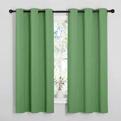 NICETOWN Froest Green Blackout Curtains 48 inches Length for Laundry Room, 2 Panels, 42" Wide, Thermal Insulated Decoration Drapes for Short Window