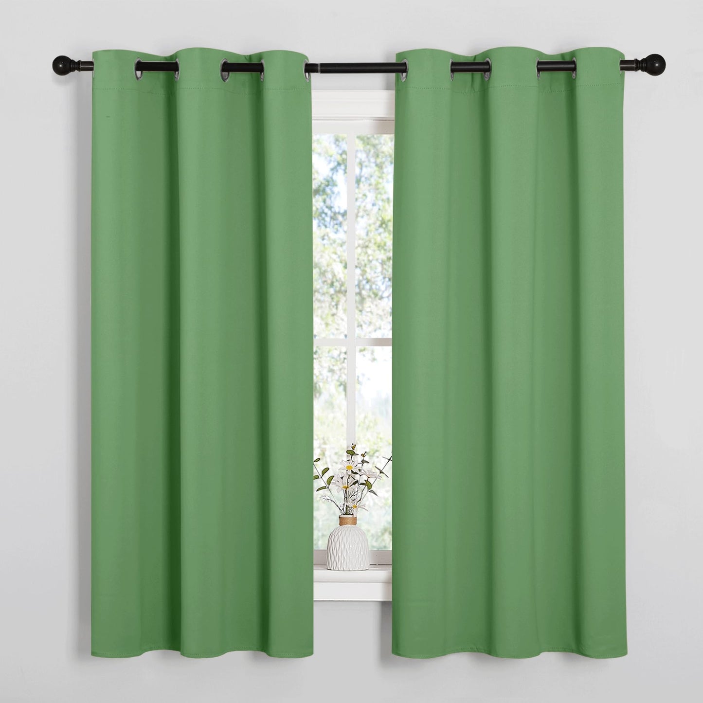 NICETOWN Froest Green Blackout Curtains 68 inches Length for Laundry Room, 2 Panels, 42" Wide, Thermal Insulated Decoration Drapes for Office Window