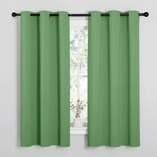 NICETOWN Froest Green Blackout Curtains 68 inches Length for Laundry Room, 2 Panels, 42" Wide, Thermal Insulated Decoration Drapes for Office Window