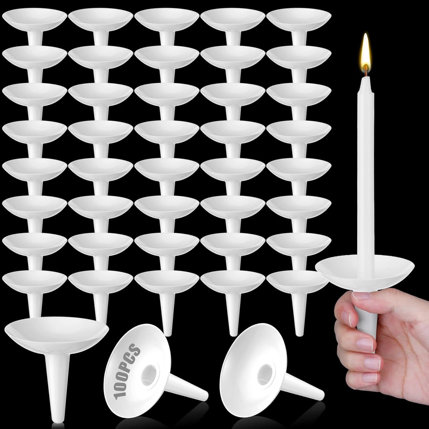 Skiennix Candle Holders - 100 Pcs Plastic Drip Protectors for Church, Vigil, and Weddings