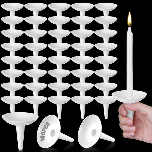 Skiennix Candle Holders - 100 Pcs Plastic Drip Protectors for Church, Vigil, and Weddings