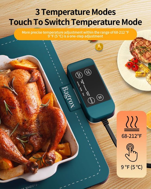 Food Warming Mat, Electric Warming Mat with Adjustable Temperature, Warming Trays for Buffets Party, Food Warmer Mat (green)