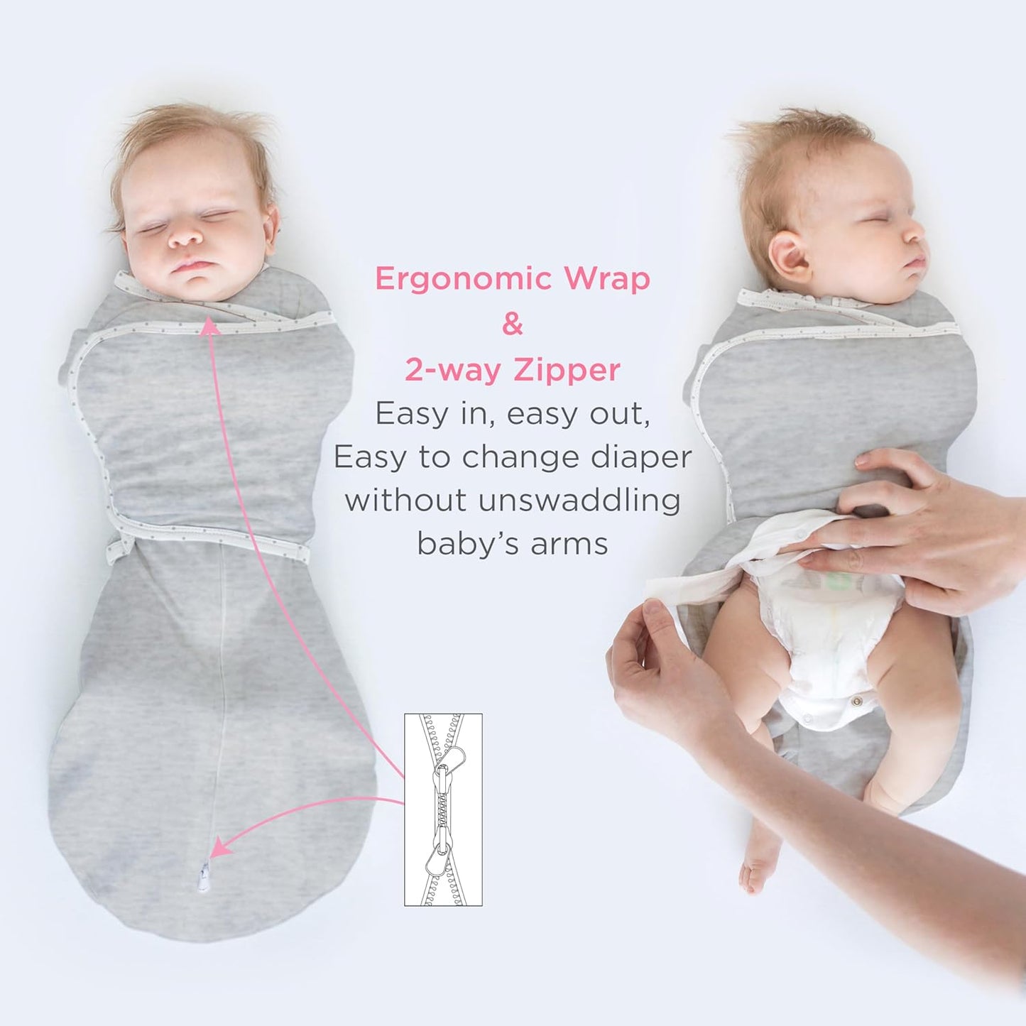 SwaddleDesigns 6-Way Omni Swaddle Sack - Arms Up Design for Newborns | Enhances Sleep, 12-18 lbs, Heathered Peach Blush
