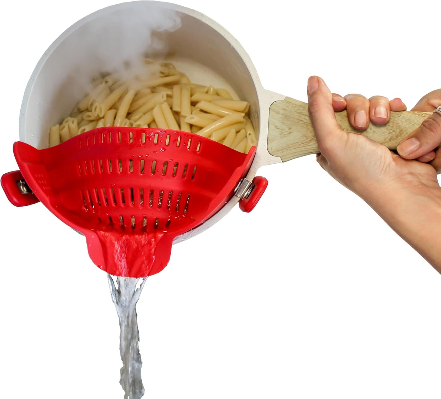 Perfect Pasta Pal Clip-On Strainer - Heat Resistant Silicone Colander for Easy Cooking | Dishwasher Safe