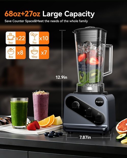 Blenders for Smoothies - Skiennix 2000W Professional Blender | 68oz Large Capacity & 27oz To-Go Cup