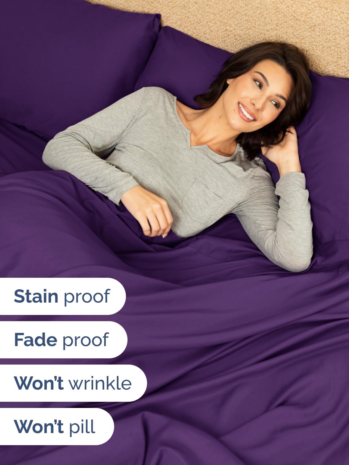 Skiennix Extra Deep King Sheet Set | 6-Piece Breathable Cooling Bedding - Soft, Wrinkle-Free Purple